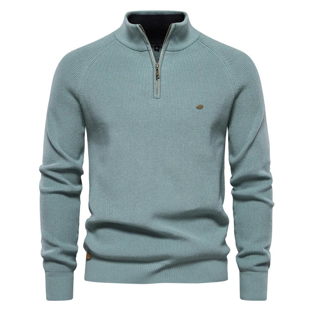 Men's Half-Zip Sweater with Standing Collar