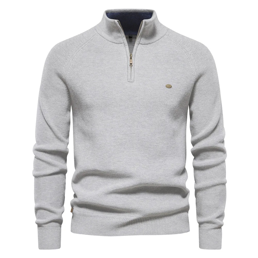 Men's Half-Zip Sweater with Standing Collar