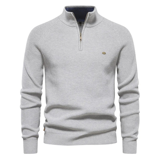 Men's Half-Zip Sweater with Standing Collar