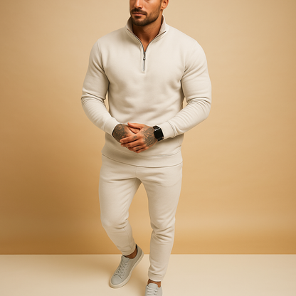 Men's Half-Zip Sweatshirt and Jogging Pants Set