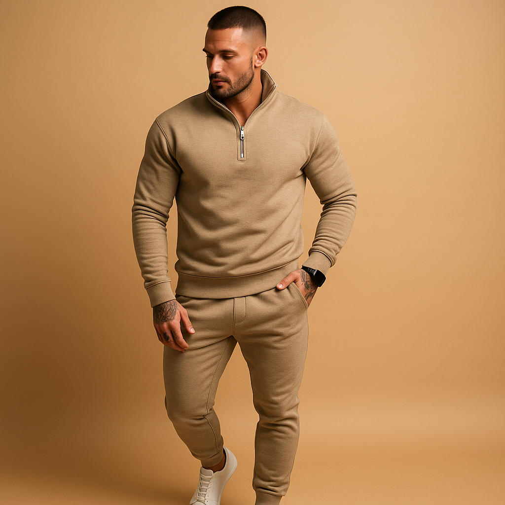 Men's Half-Zip Sweatshirt and Jogging Pants Set
