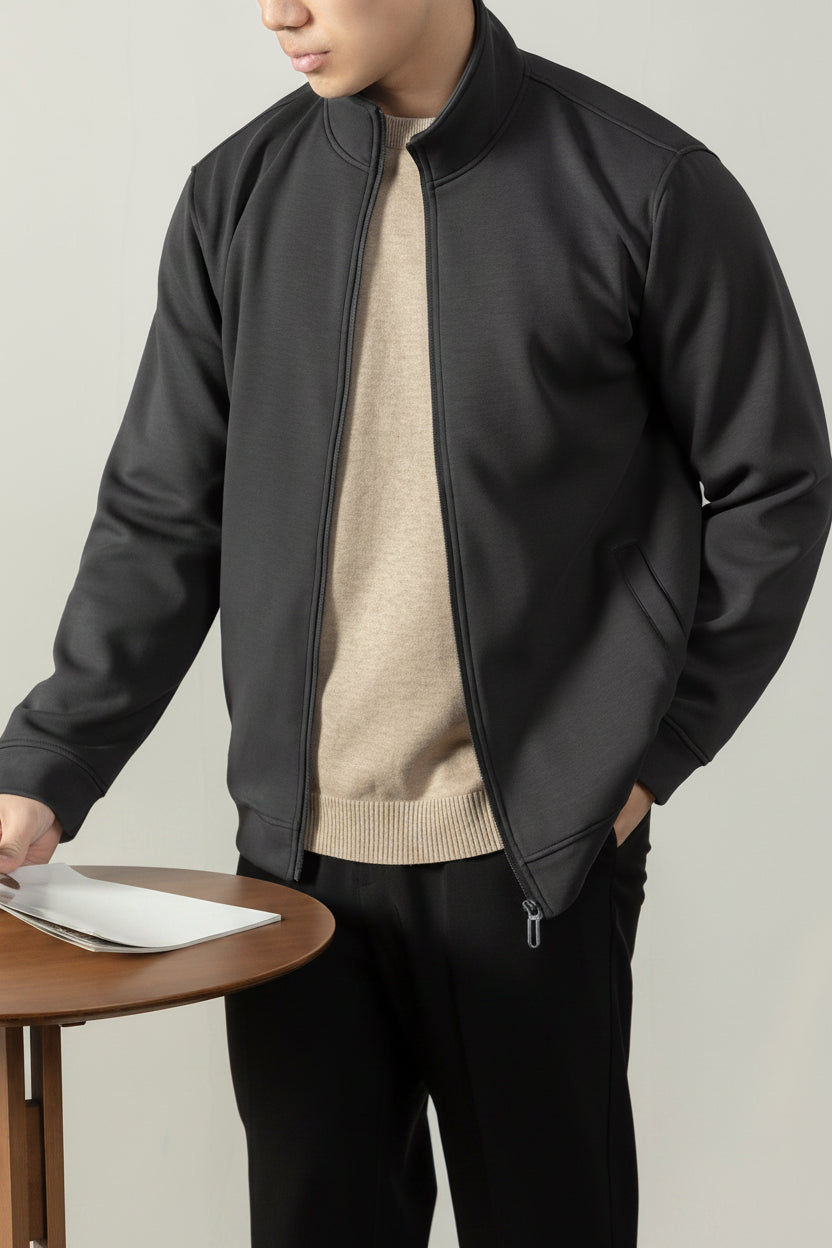 Men's Heavy Jacket with Zipper - Versatile Mid-Length Coats
