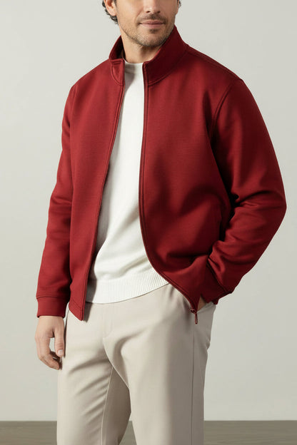 Men's Heavy Jacket with Zipper - Versatile Mid-Length Coats