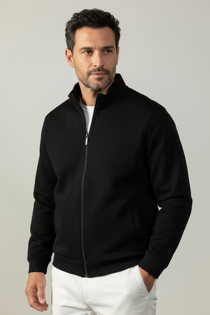Men's Heavy Jacket with Zipper - Versatile Mid-Length Coats