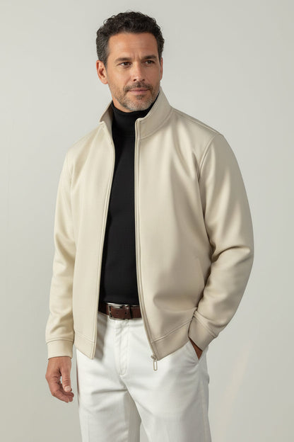 Men's Heavy Jacket with Zipper - Versatile Mid-Length Coats