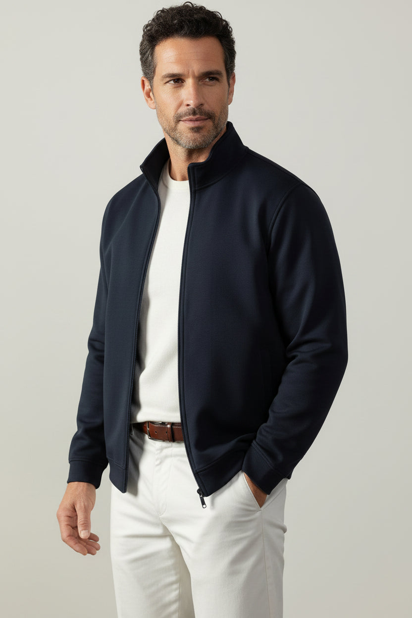 Men's Heavy Jacket with Zipper - Versatile Mid-Length Coats