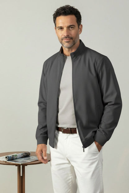 Men's Heavy Jacket with Zipper - Versatile Mid-Length Coats