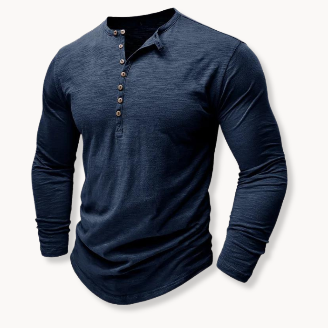 Men's Henley Shirt with Seven-Button Front