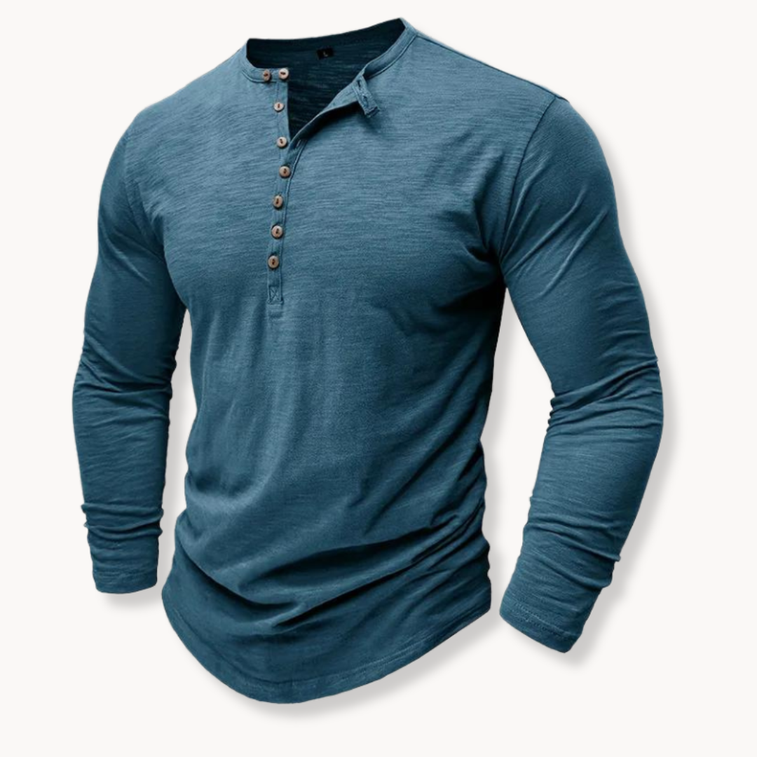 Men's Henley Shirt with Seven-Button Front