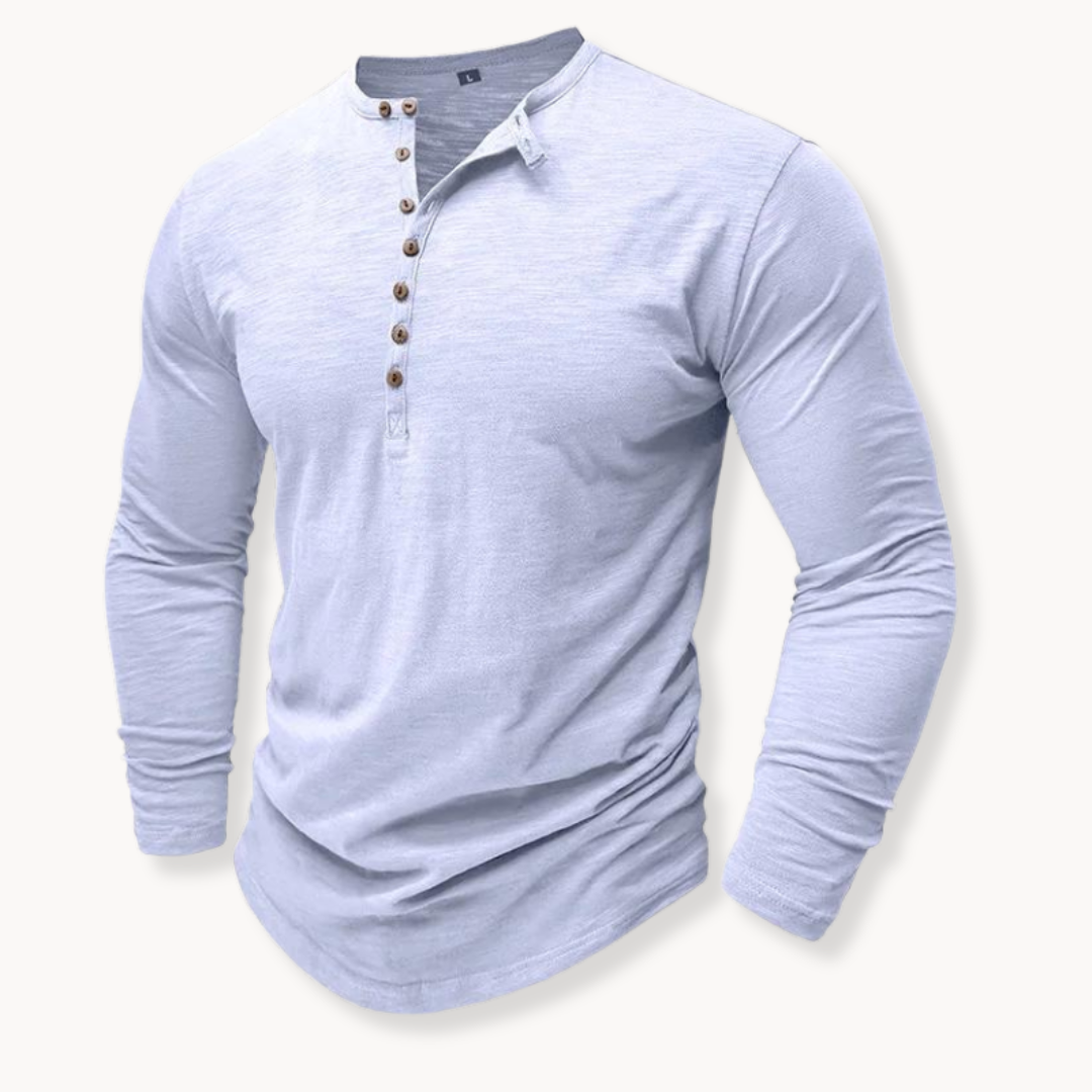Men's Henley Shirt with Seven-Button Front