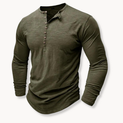 Men's Henley Shirt with Seven-Button Front