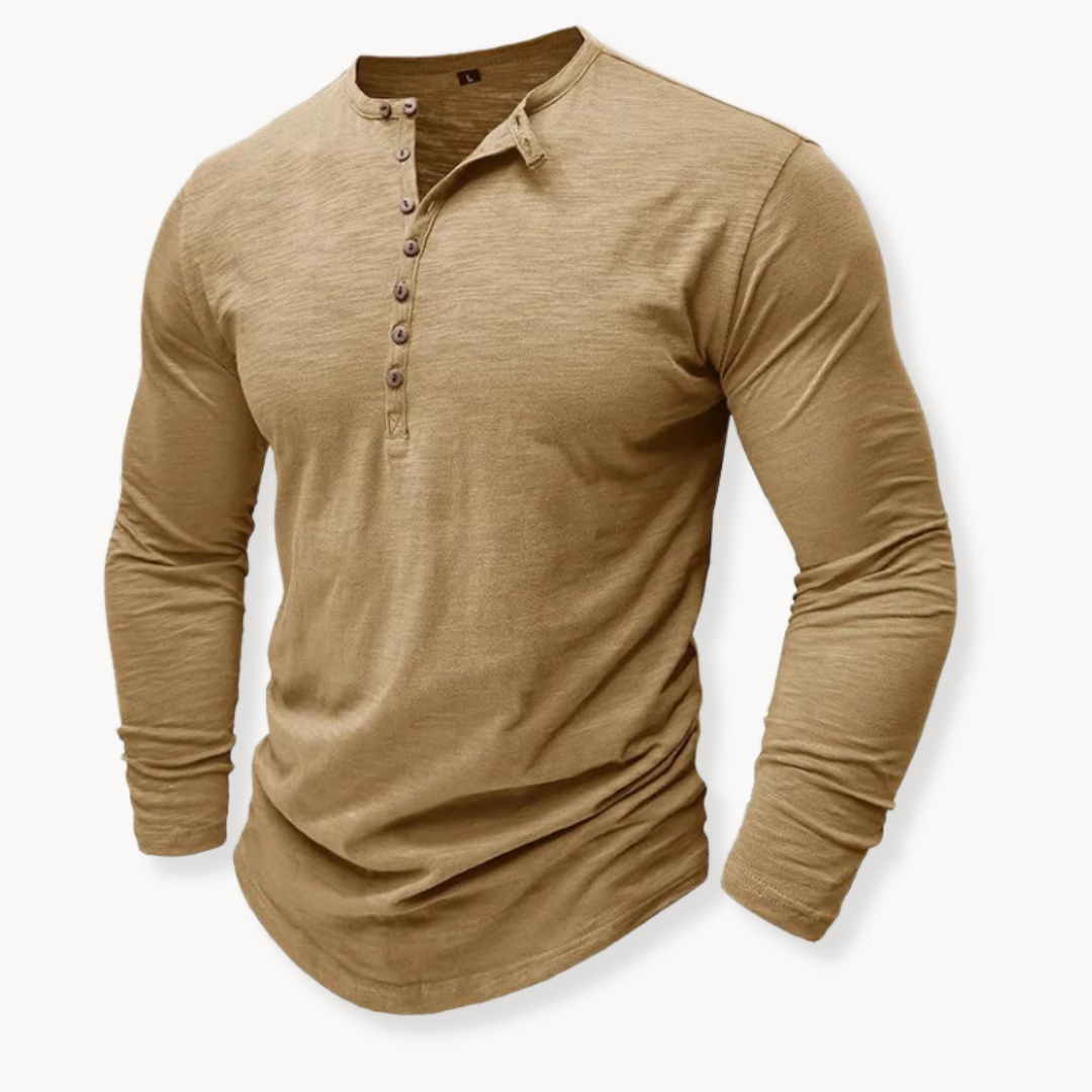 Men's Henley Shirt with Seven-Button Front