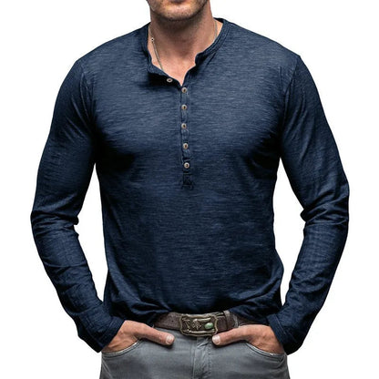 Men's Henley Shirt with Seven-Button Front
