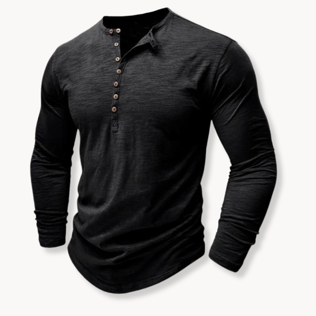 Men's Henley Shirt with Seven-Button Front