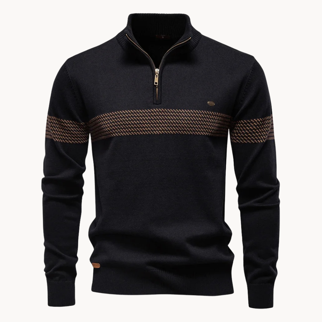 Men's Heritage Stripe Quarter-Zip Sweater