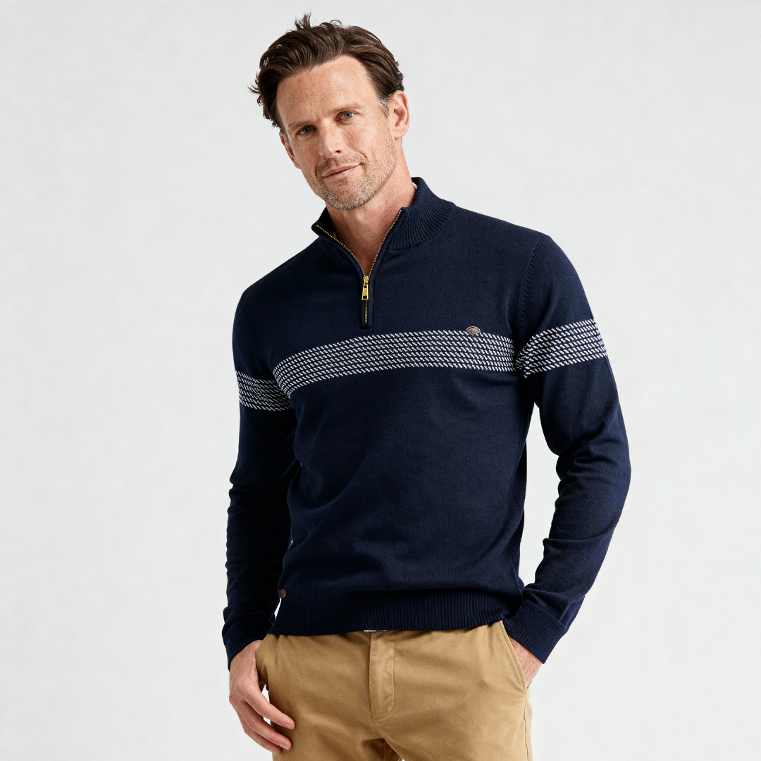 Men's Heritage Stripe Quarter-Zip Sweater