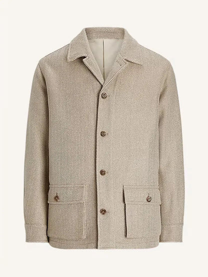 Men's Herringbone Pattern Trench Coat