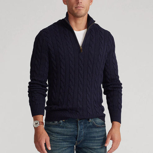 Men's High Neck Zip Sweater