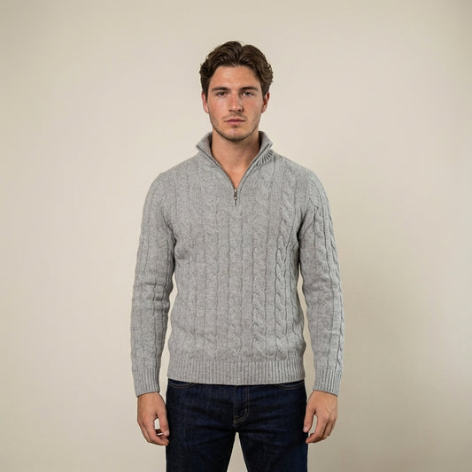 Men's High Neck Zip Sweater