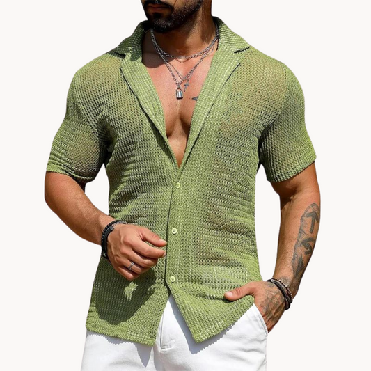 Men's Hollow Knit Short Sleeve Shirt
