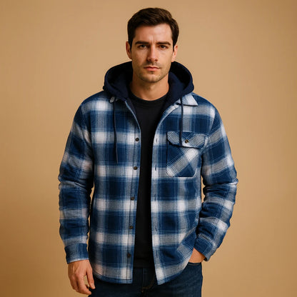 Men's Hooded Bomber Jacket Warm Winter Coat
