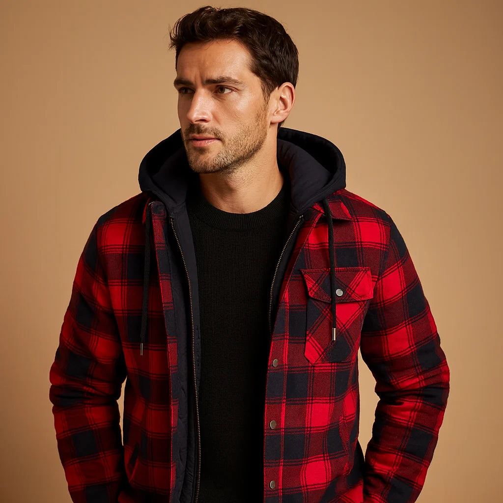 Men's Hooded Bomber Jacket Warm Winter Coat