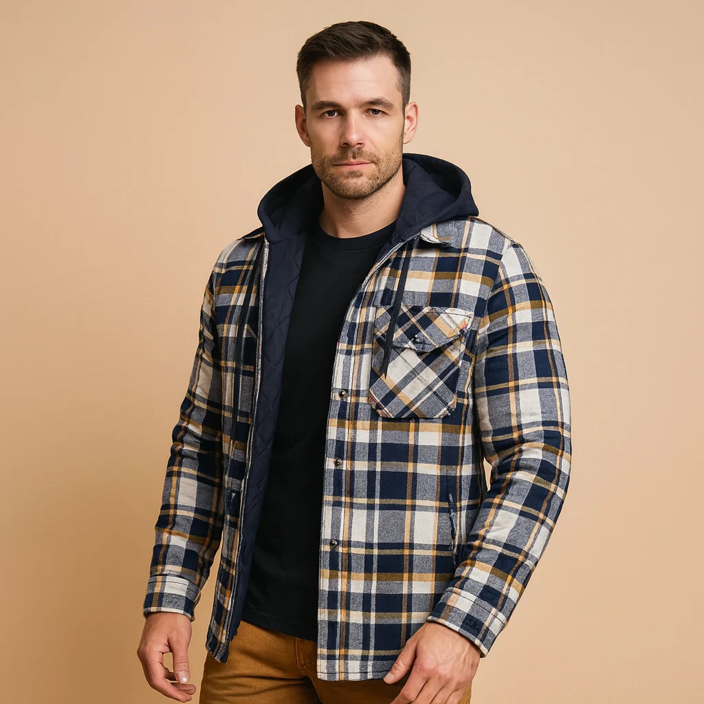 Men's Hooded Bomber Jacket Warm Winter Coat