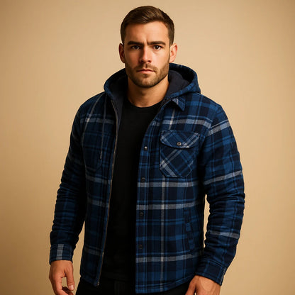 Men's Hooded Bomber Jacket Warm Winter Coat