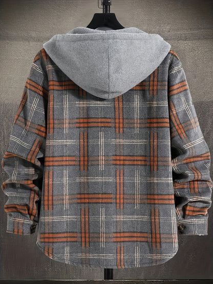 Men's Hooded Jacket with Diamond Pattern