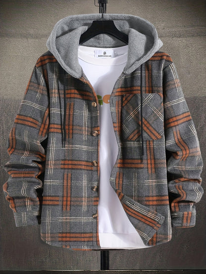 Men's Hooded Jacket with Diamond Pattern