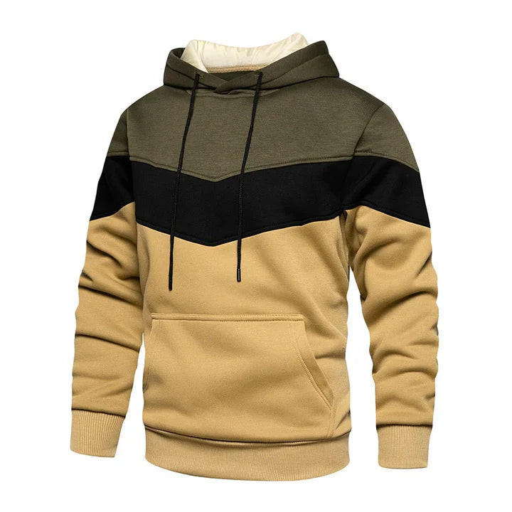 Men's Hooded Pullover with Stripes