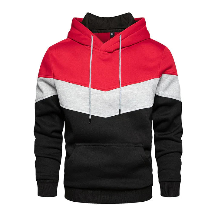 Men's Hooded Pullover with Stripes