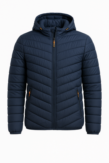 Men's Hooded Quilted Puffer Jacket for Winter