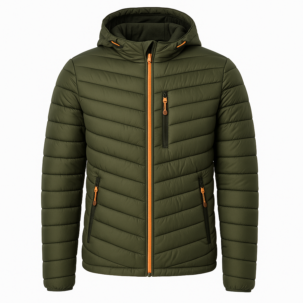 Men's Hooded Quilted Puffer Jacket for Winter
