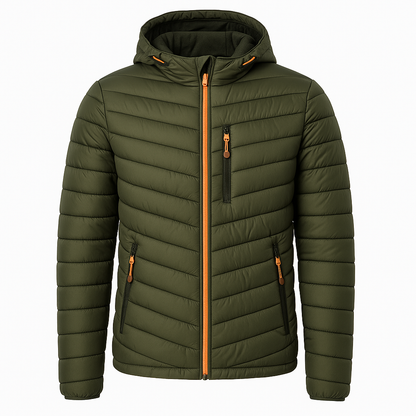 Men's Hooded Quilted Puffer Jacket for Winter