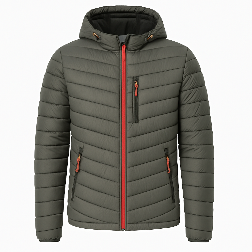Men's Hooded Quilted Puffer Jacket for Winter