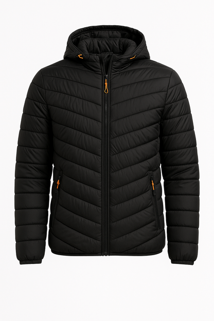 Men's Hooded Quilted Puffer Jacket for Winter