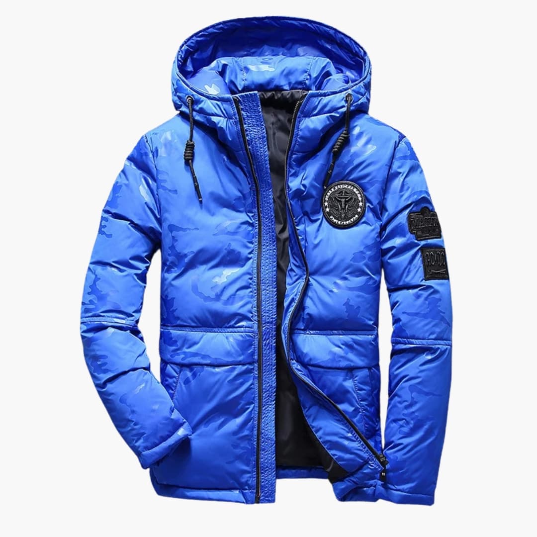 Men's Hooded Winter Jacket with Zipper Closure