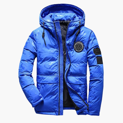 Men's Hooded Winter Jacket with Zipper Closure