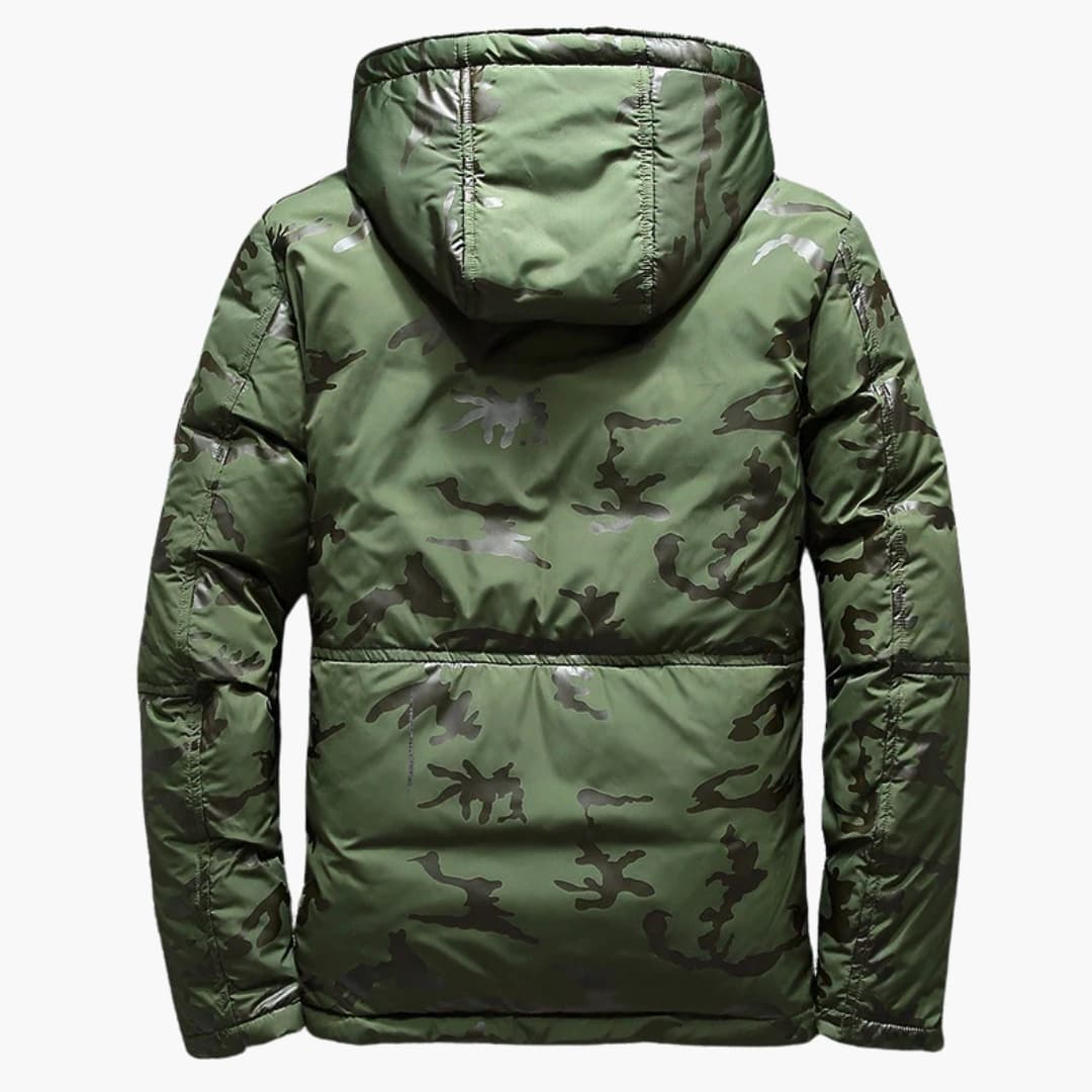 Men's Hooded Winter Jacket with Zipper Closure