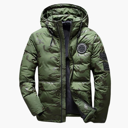 Men's Hooded Winter Jacket with Zipper Closure