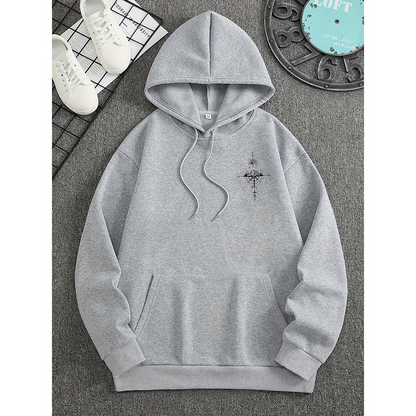 Men's Hoodie with Bold Compass Design