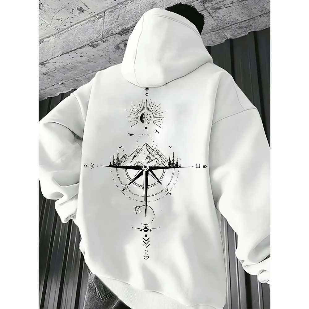Men's Hoodie with Bold Compass Design