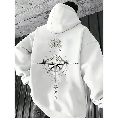 Men's Hoodie with Bold Compass Design