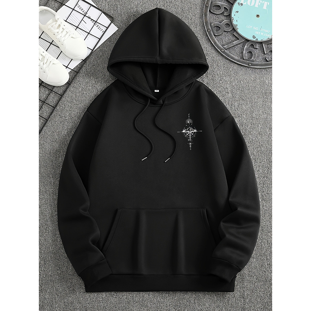 Men's Hoodie with Bold Compass Design