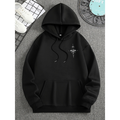 Men's Hoodie with Bold Compass Design