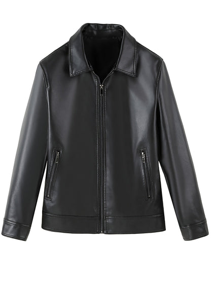 Men's Imitation Leather Zipper Jacket