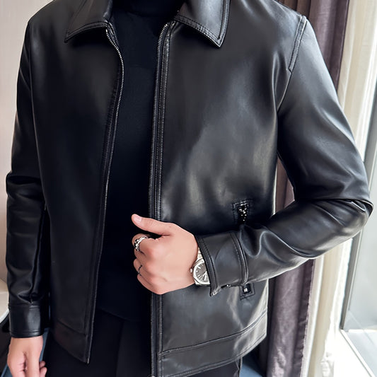 Men's Imitation Leather Zipper Jacket