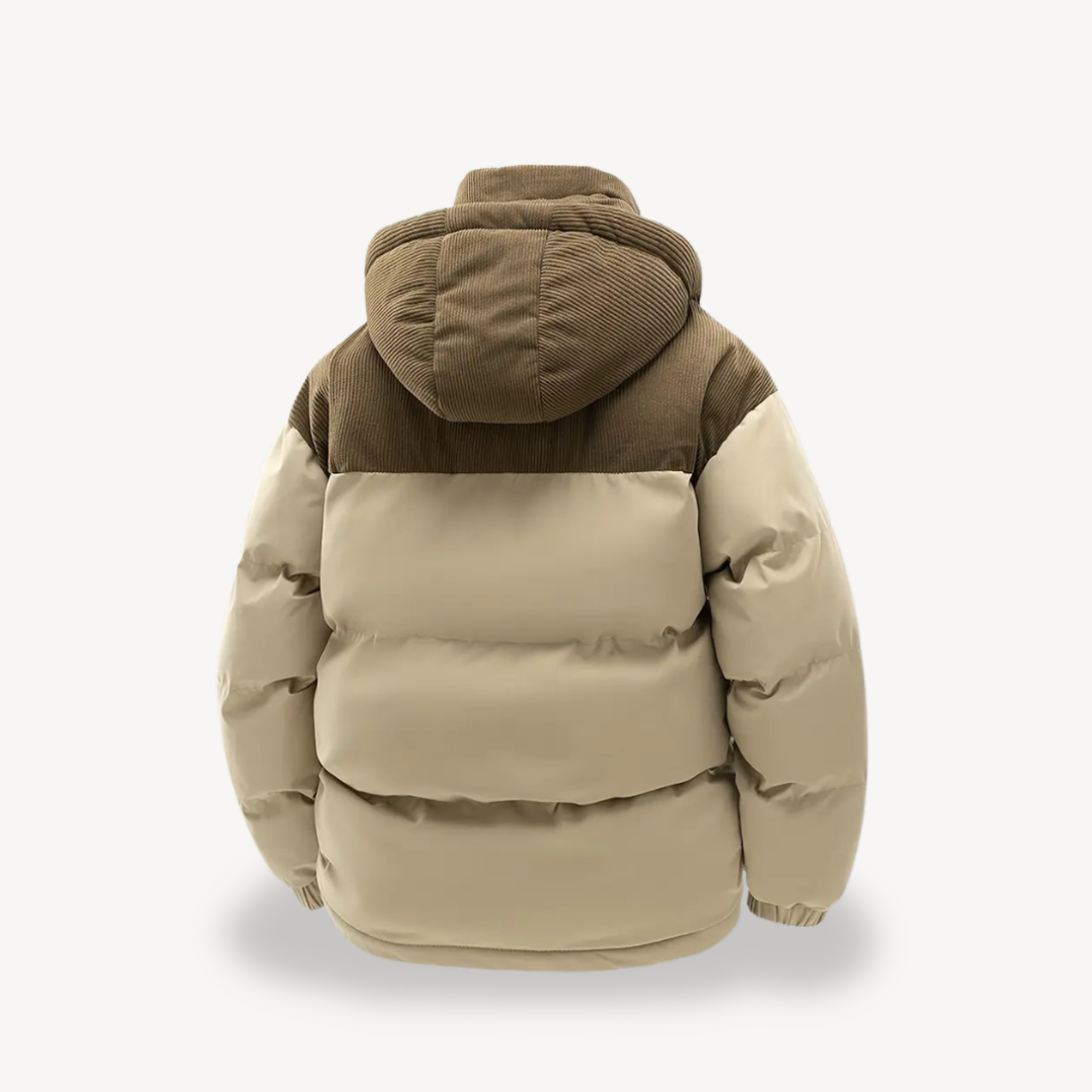 Men's Insulated Winter Jacket with Cord Hood