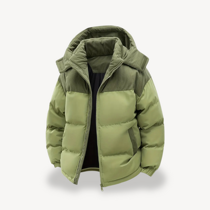 Men's Insulated Winter Jacket with Cord Hood